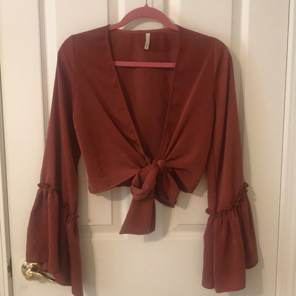 burgundy crop blouse